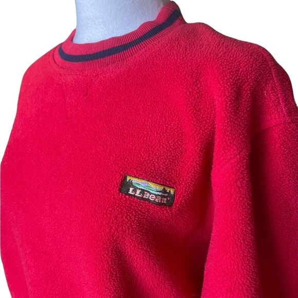 LL Bean Vintage Sherpa Crewneck Red Sweatshirt Womens Size Large - Picture 4 of 10
